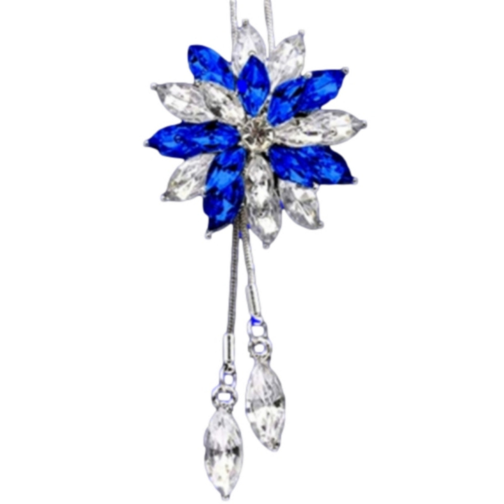 Ladies FASHION Pendant Charm Crystal Rhinestone Necklace Simulated Sapphire NWT